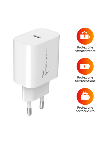 TECHMADE CARICABATTERIE 20W CON UNA PORTA USB-C 2