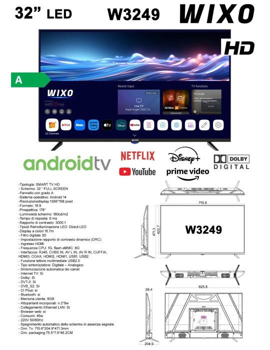 WIXO | SMART TV 32" HD LED